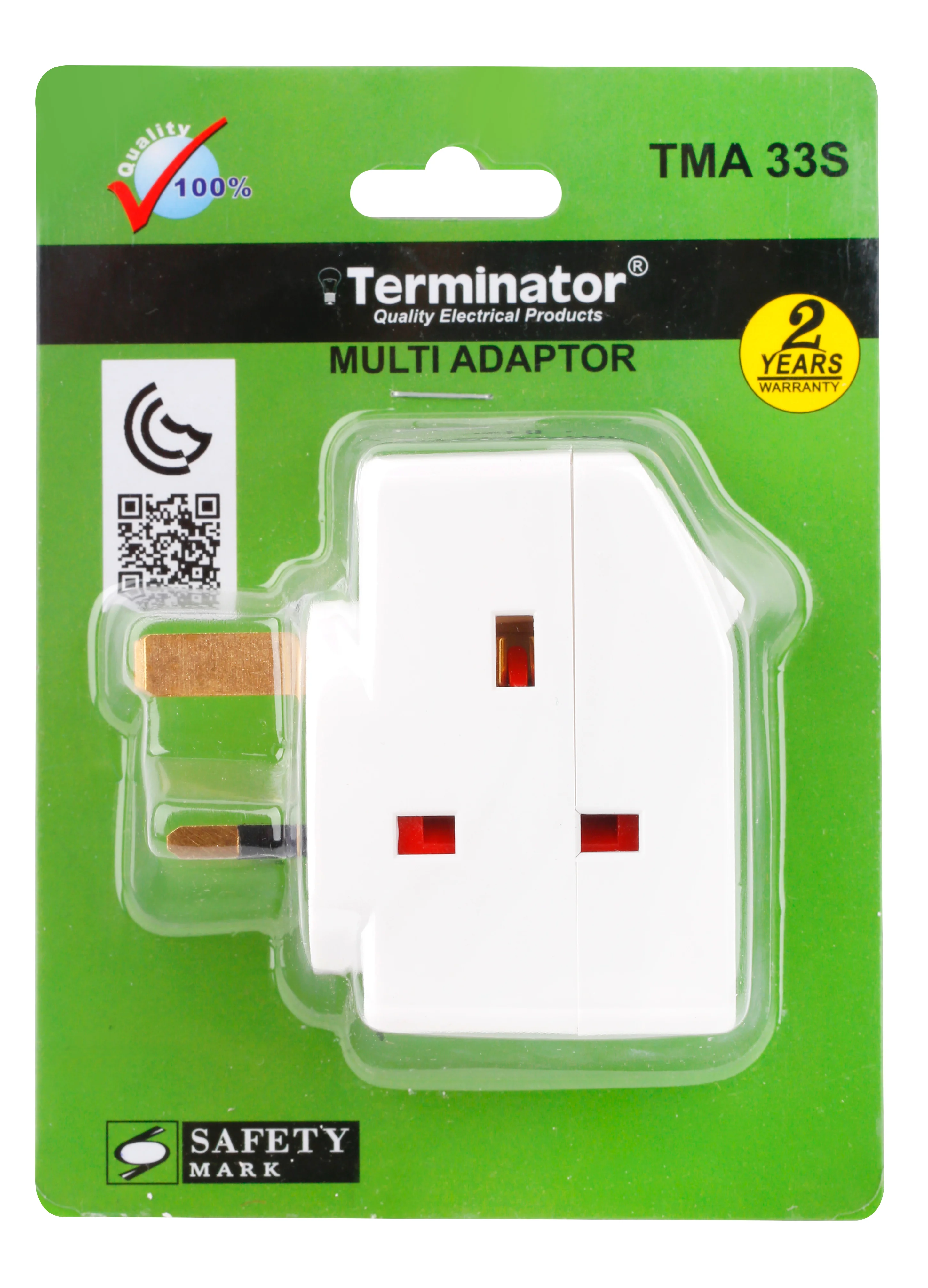 TERMINATOR 3 Way UK Socket Multi Adaptor With Individual Switches & 2Pin Plug, Insertion Feature PC Material, 13A Fuse