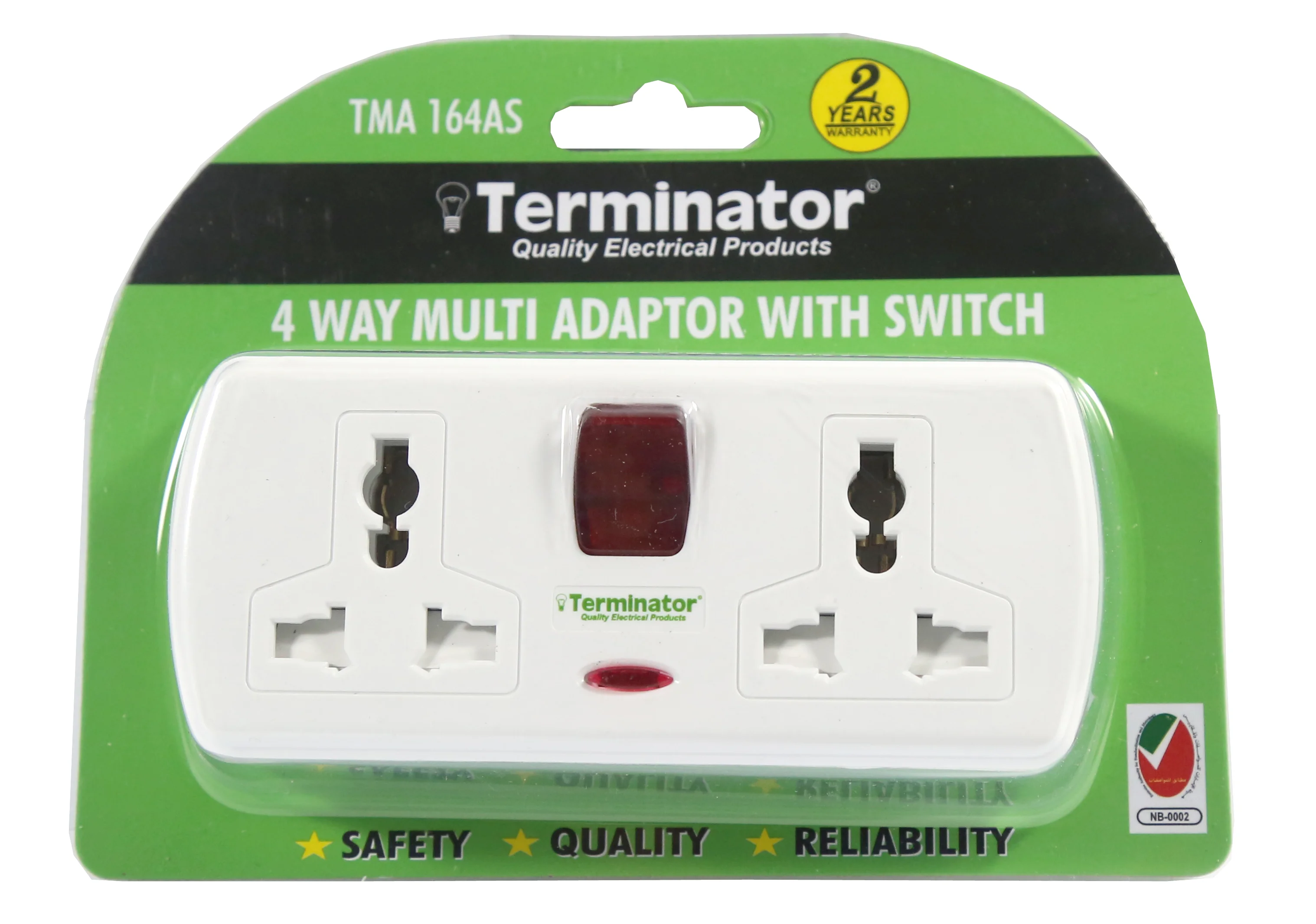 TERMINATOR 4 Way Universal T Socket With One Switch And Indicator