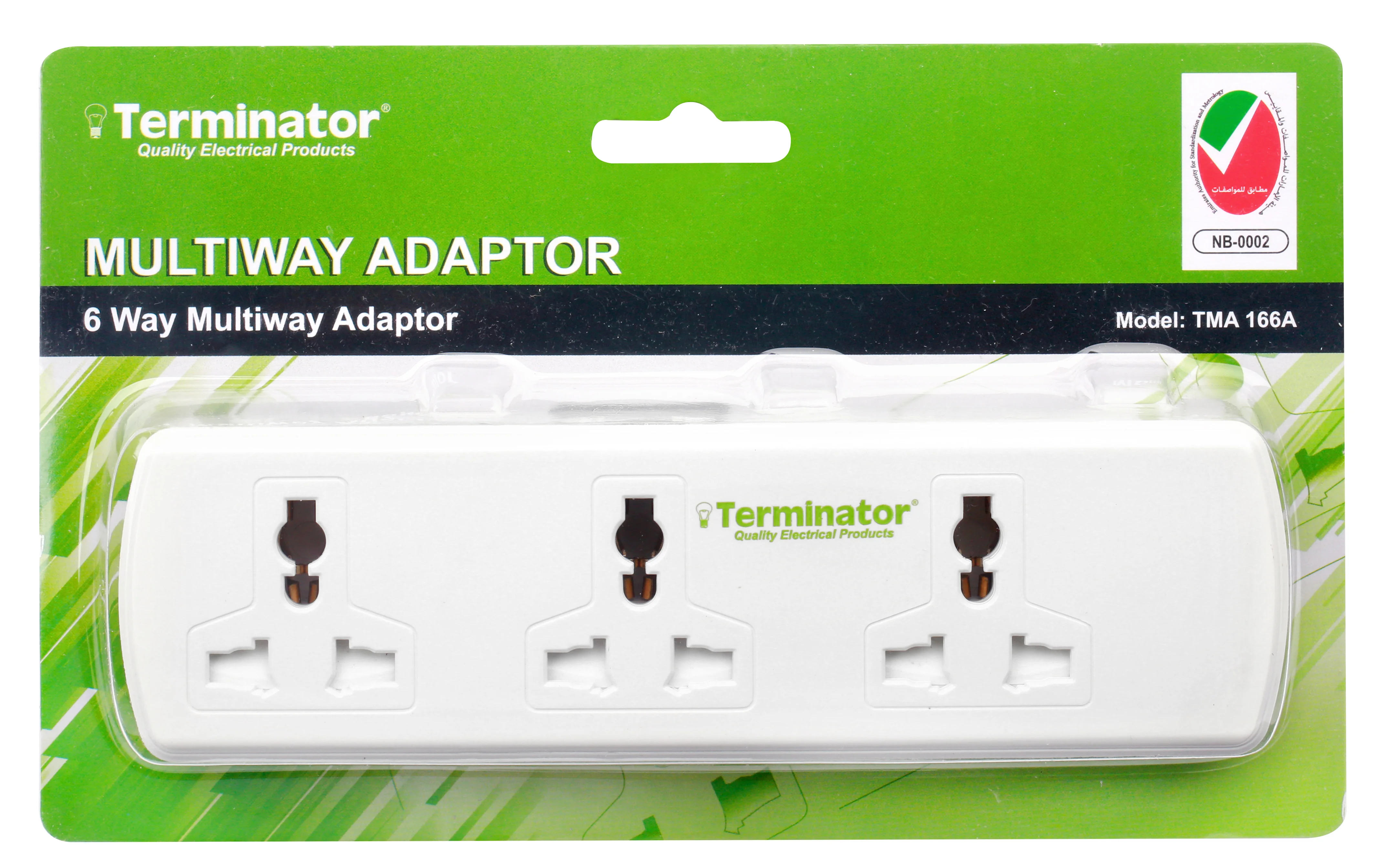 TERMINATOR 6 Way Universal T Socket Multi Adaptor