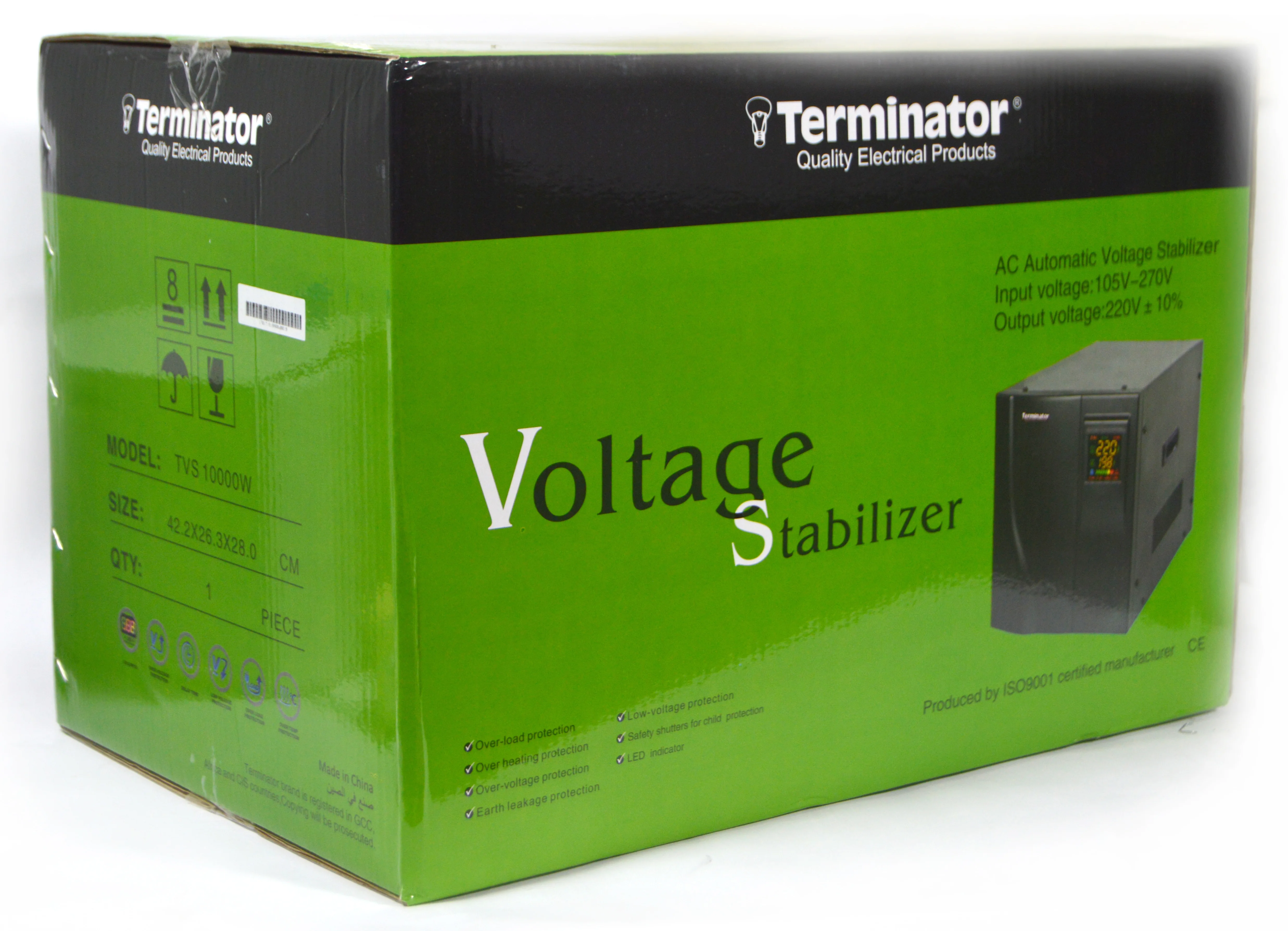 TERMINATOR Digital Dual Voltage Display Relay Type Voltage Regulator (Voltage Range 105 to 270 V) 10000 W