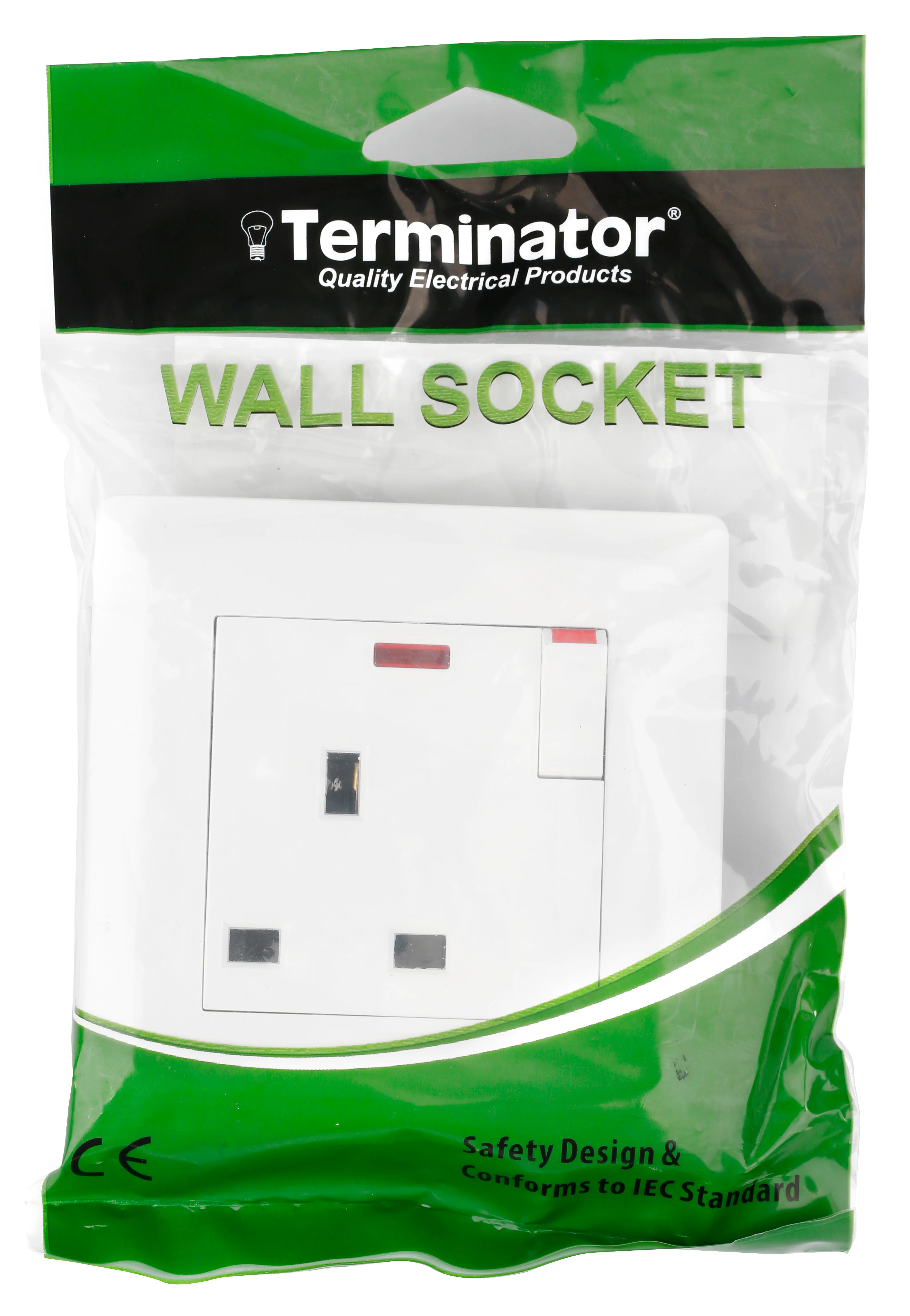 TERMINATOR Wall Plate One Uk Socket with Switch and Indicator