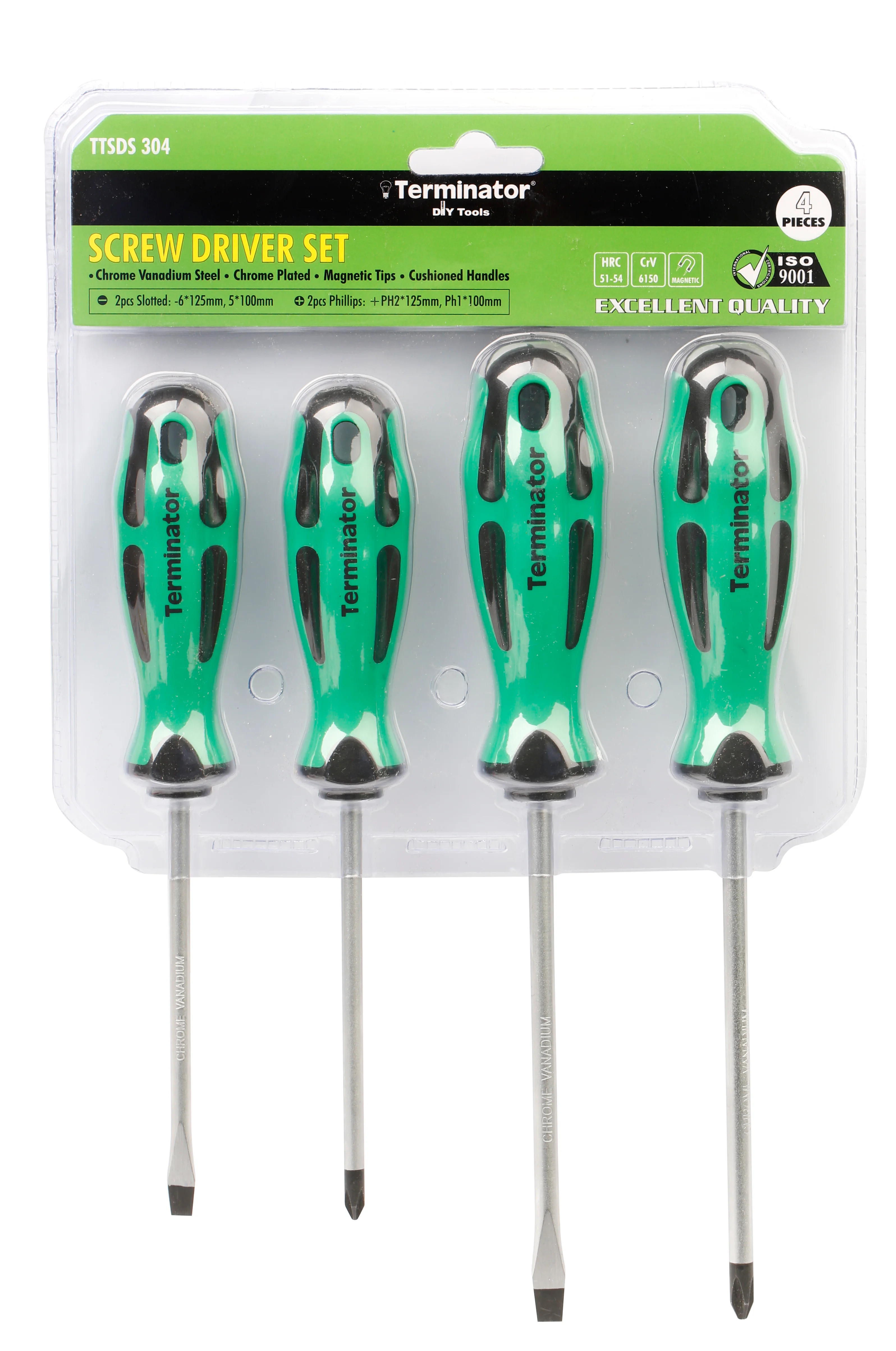 TERMINATOR Screw Driver Set 4 Pcs, 2 Pc (-) & 2 Pc (+)