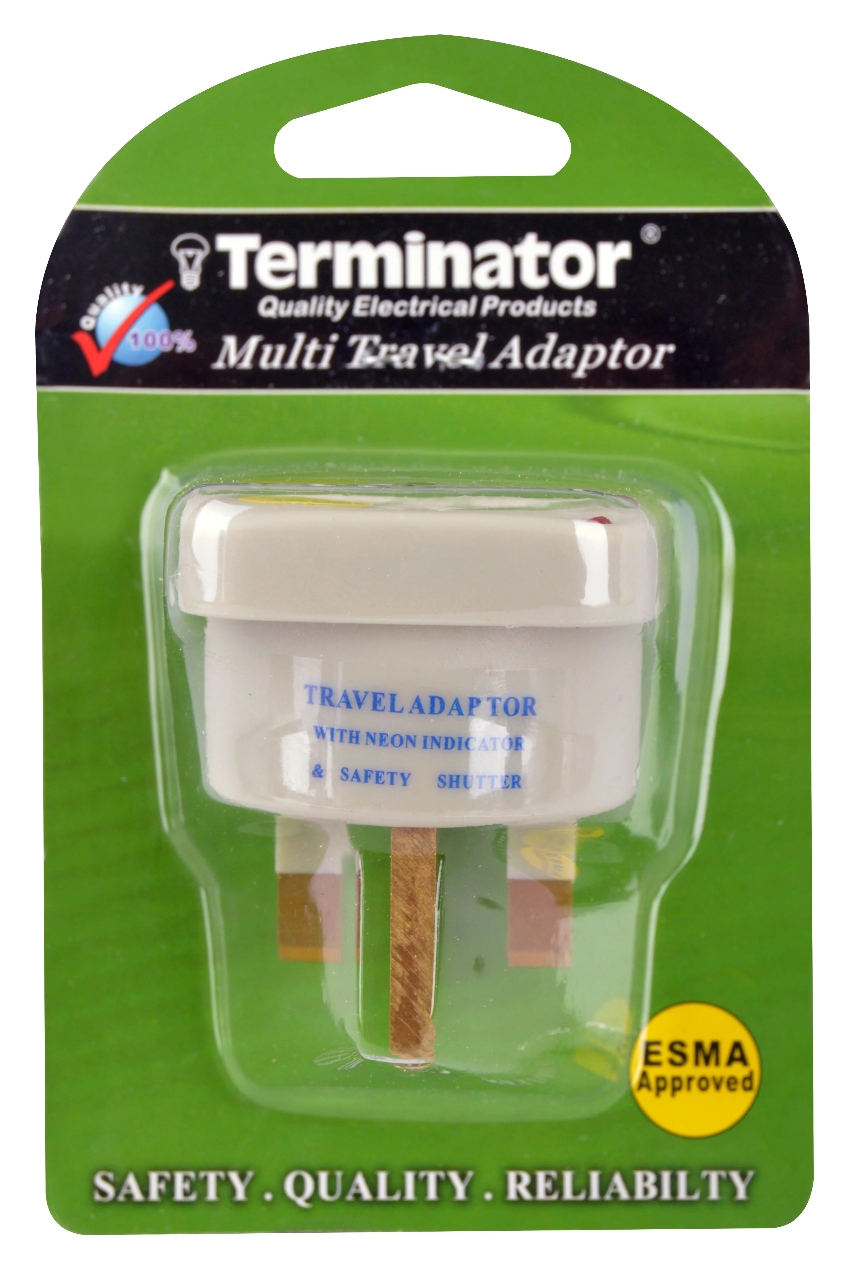 TERMINATOR Travel Adaptor with 3 Pin UK Plug