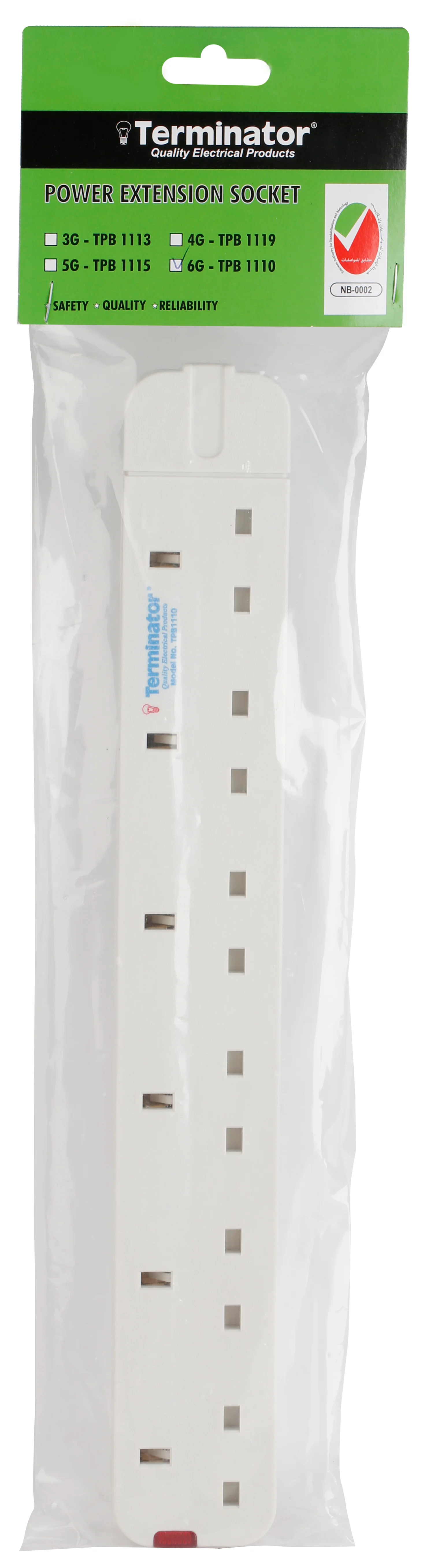 TERMINATOR 6 Way UK Power Extension Socket Without Cable