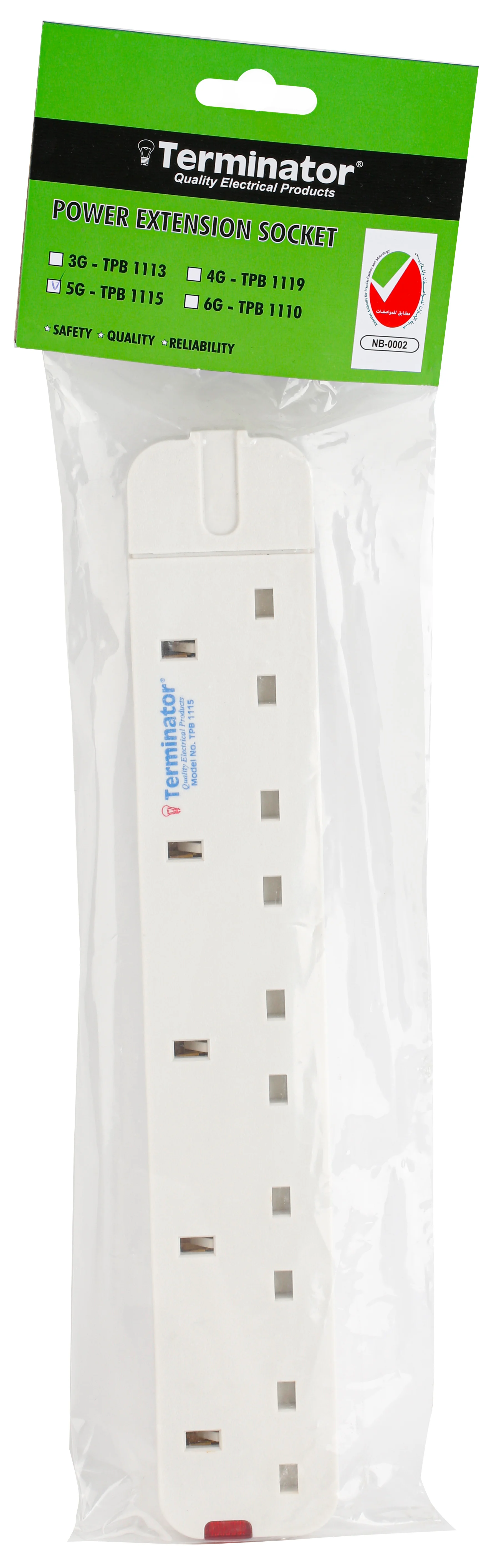 TERMINATOR 5 Way UK Power Extension Socket Without Cable