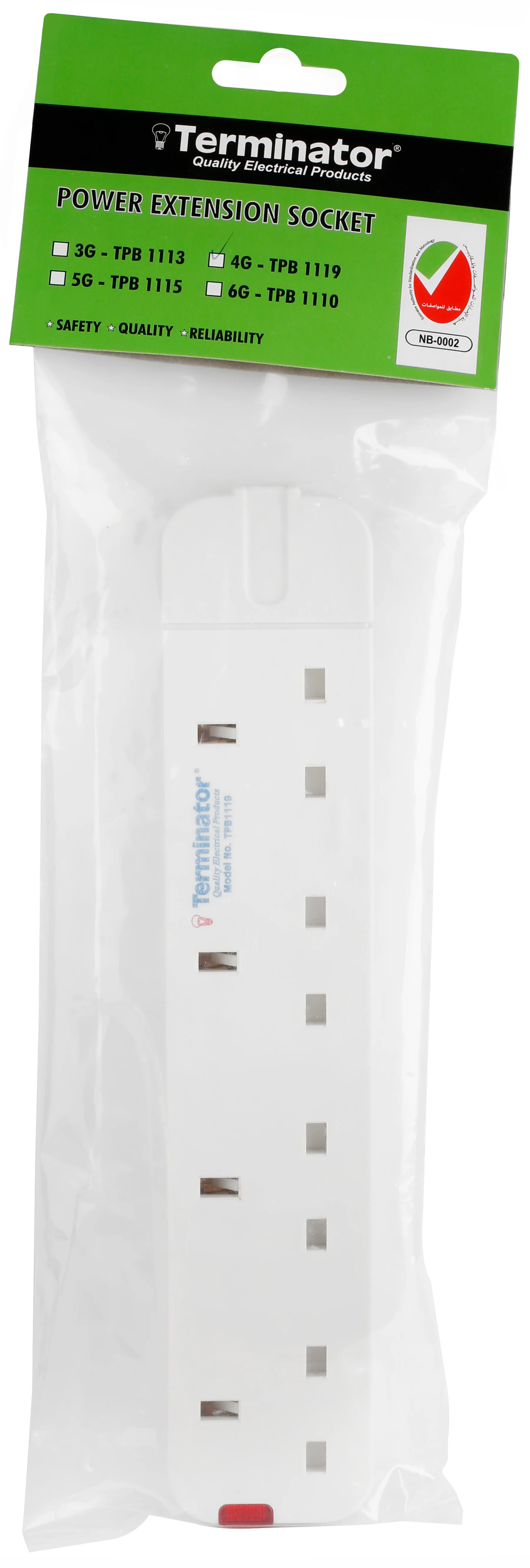 TERMINATOR 4 Way UK Power Extension Socket Without Cable