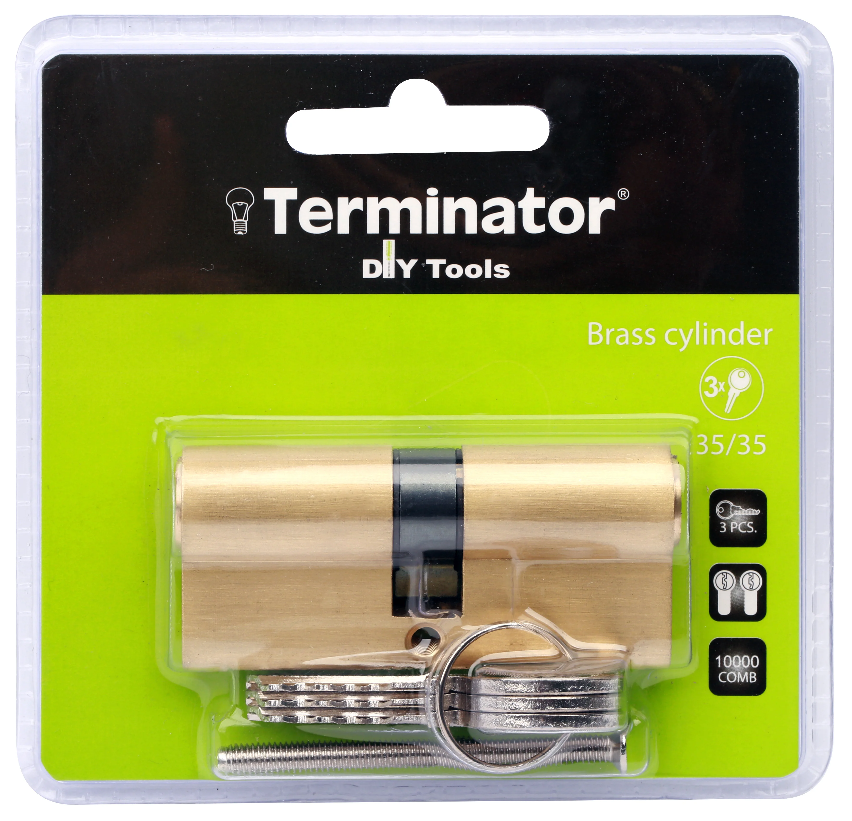 TERMINATOR Cylinder Door Lock with 3keys (35X35X35SB)