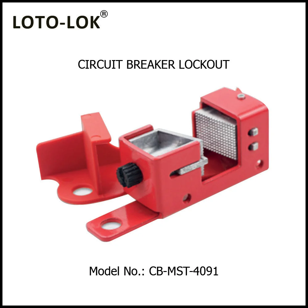 Circuit Breaker Locking Device for MCCB's with Tall and Wide Toggles. Color: Red. Size: LARGE. Model No: CB-MST-4091