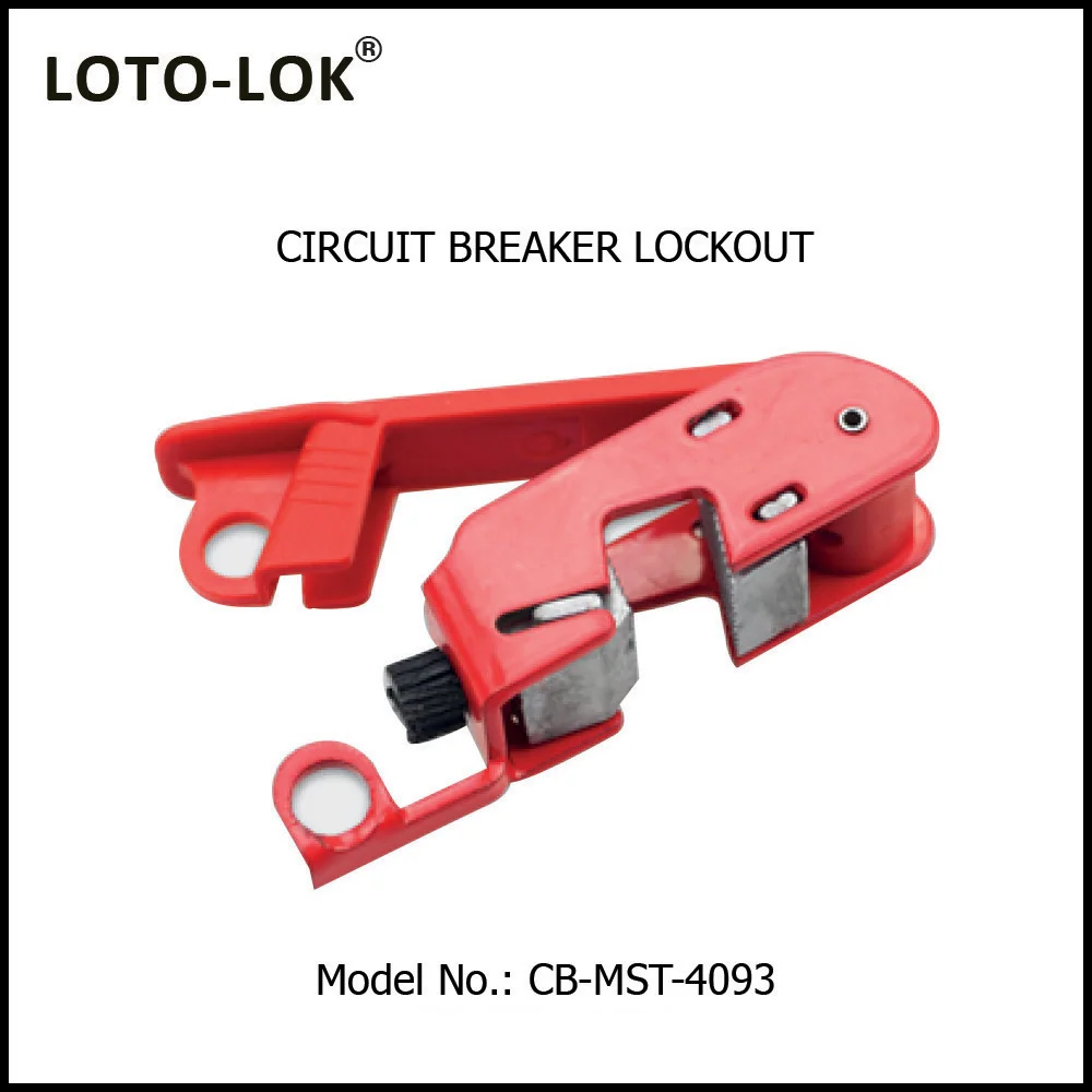 Circuit Breaker Locking Device for MCCB with small toggles, Grip Tight. Color: Red. Size: SMALL. Model No: CB-MST-4093