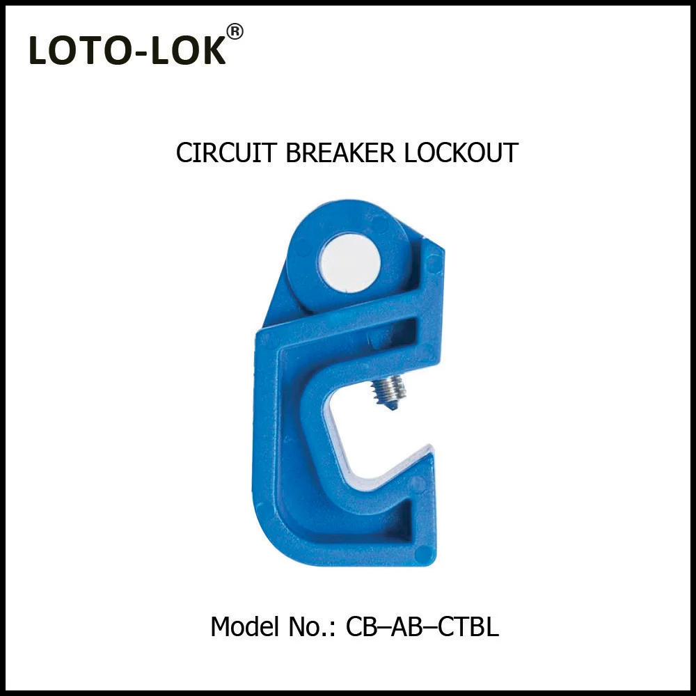 Circuit Breaker Locking Device for Single and Multi Pole MCB's & MCCB's. Opened and Closed with Screwdriver. Color: Blue. Model No: CB–AB–CTBL