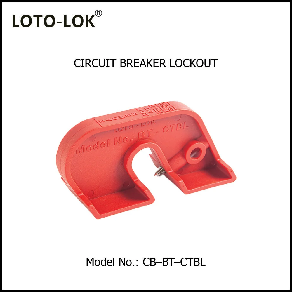 Circuit Breaker Locking Device - for MCCB's with Large Toggles upto 600 AMPS. Color: Red. Model No: CB–BT–CTBL