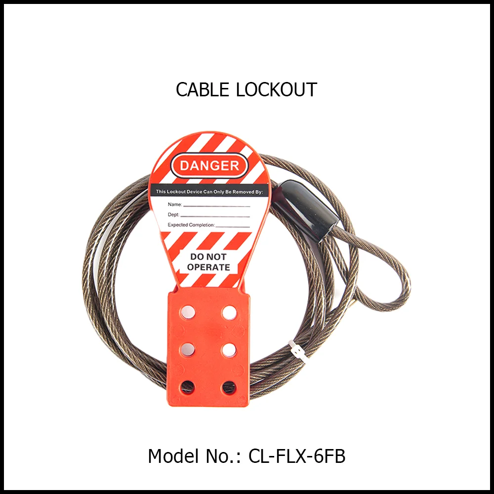 CABLE LOCKOUT - Hasp Type. Multipurpose Applications. Color: Red. Model No: CL-FLX-6FB