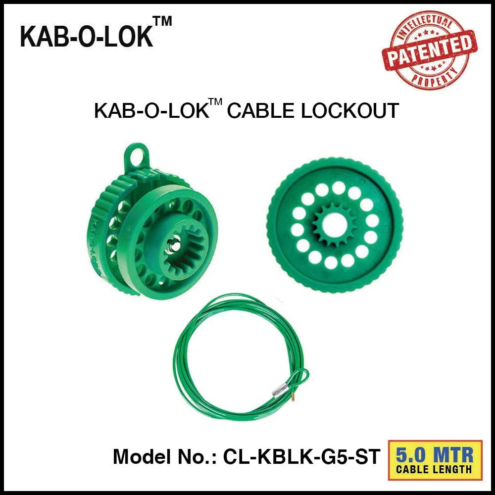 KAB-O-LOK™ CABLE LOCKOUT SET. <BR>Color: GREEN. Cable Length: 5.0 Mtrs. Model No: CL-KBLK-G5-ST