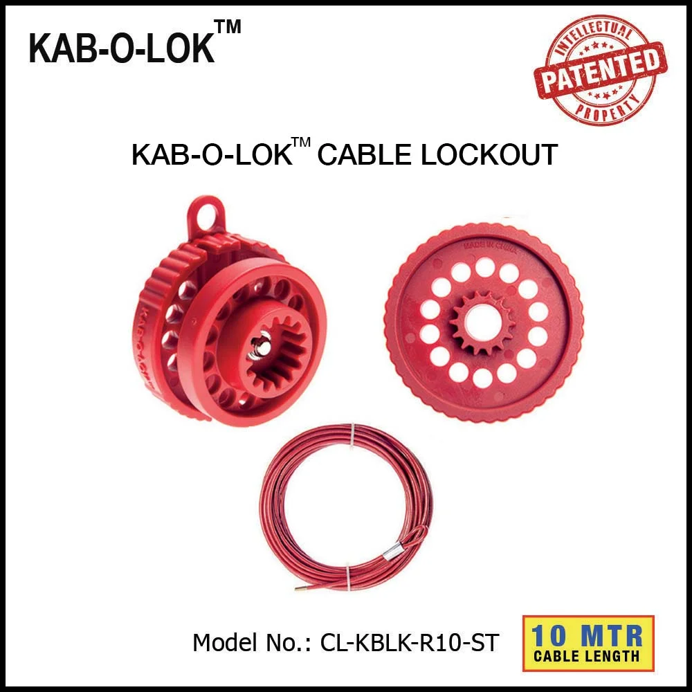 KAB-O-LOK™ CABLE LOCKOUT SET. <BR>Color: RED. Cable Length: 10.0 Mtrs. Model No: CL-KBLK-R10-ST