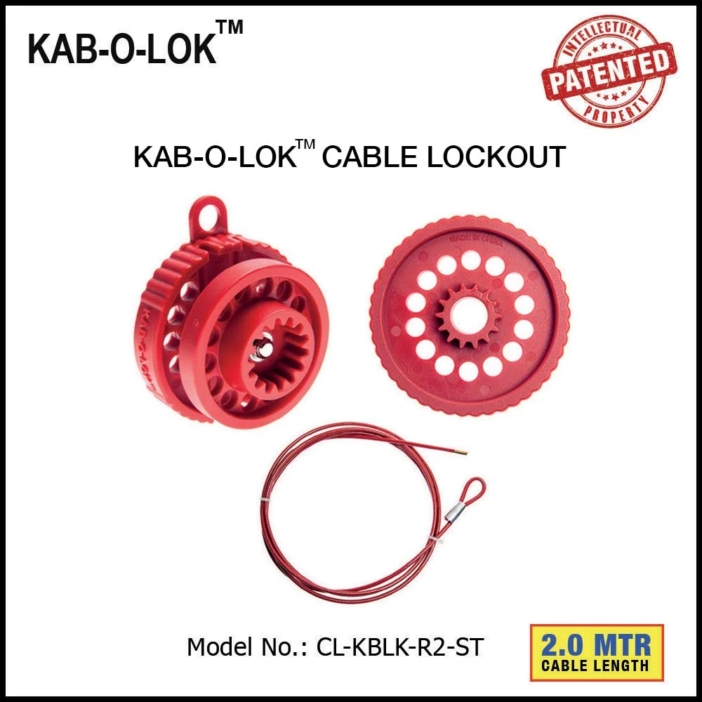 KAB-O-LOK™ CABLE LOCKOUT SET. <BR>Color: RED. Cable Length: 2.0 Mtrs. Model No: CL-KBLK-R2-ST