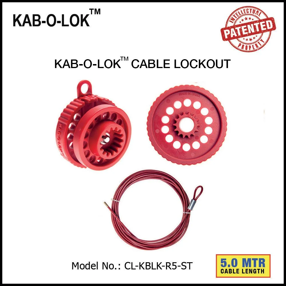 KAB-O-LOK™ CABLE LOCKOUT SET. <BR>Color: RED. Cable Length: 5.0 Mtrs. Model No: CL-KBLK-R5-ST