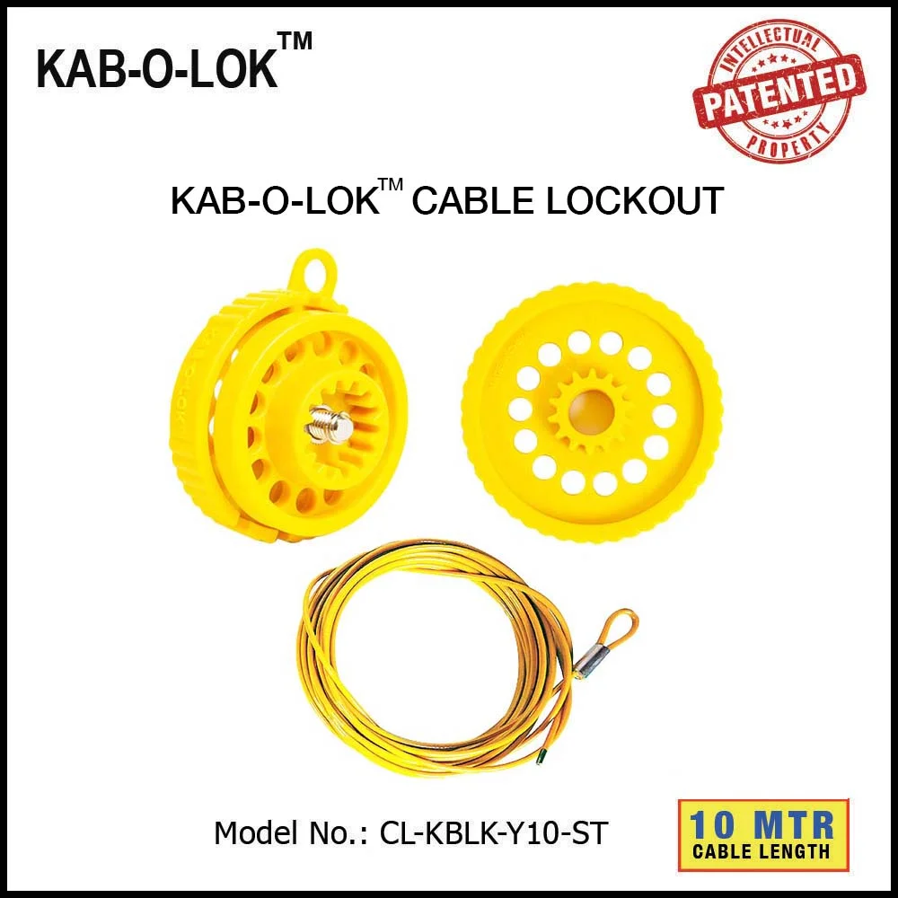 KAB-O-LOK™ CABLE LOCKOUT SET. <BR>Color: YELLOW. Cable Length: 10.0 Mtrs. Model No: CL-KBLK-Y10-ST