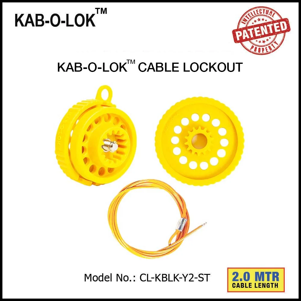 KAB-O-LOK™ CABLE LOCKOUT SET. <BR>Color: YELLOW. Cable Length: 2.0 Mtrs. Model No: CL-KBLK-Y2-ST