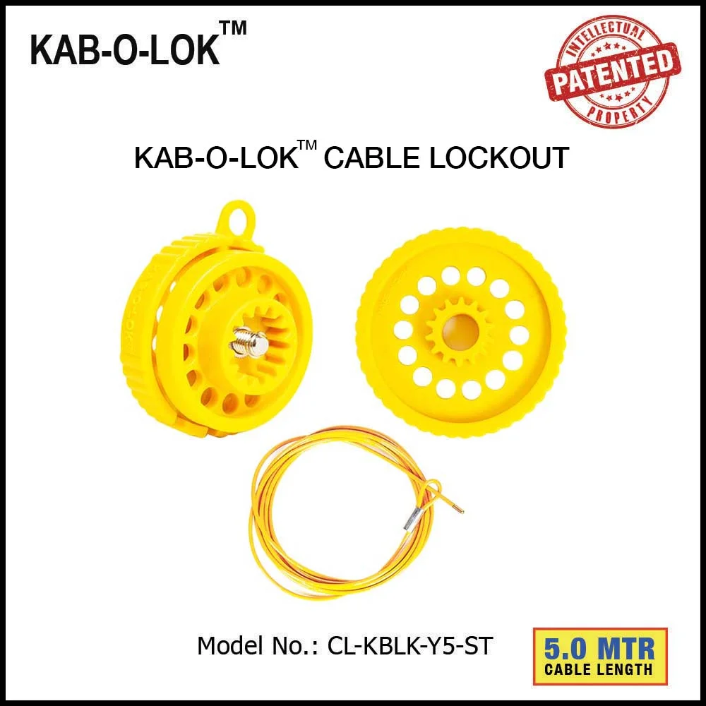 KAB-O-LOK™ CABLE LOCKOUT SET. <BR>Color: YELLOW. Cable Length: 5.0 Mtrs. Model No: CL-KBLK-Y5-ST