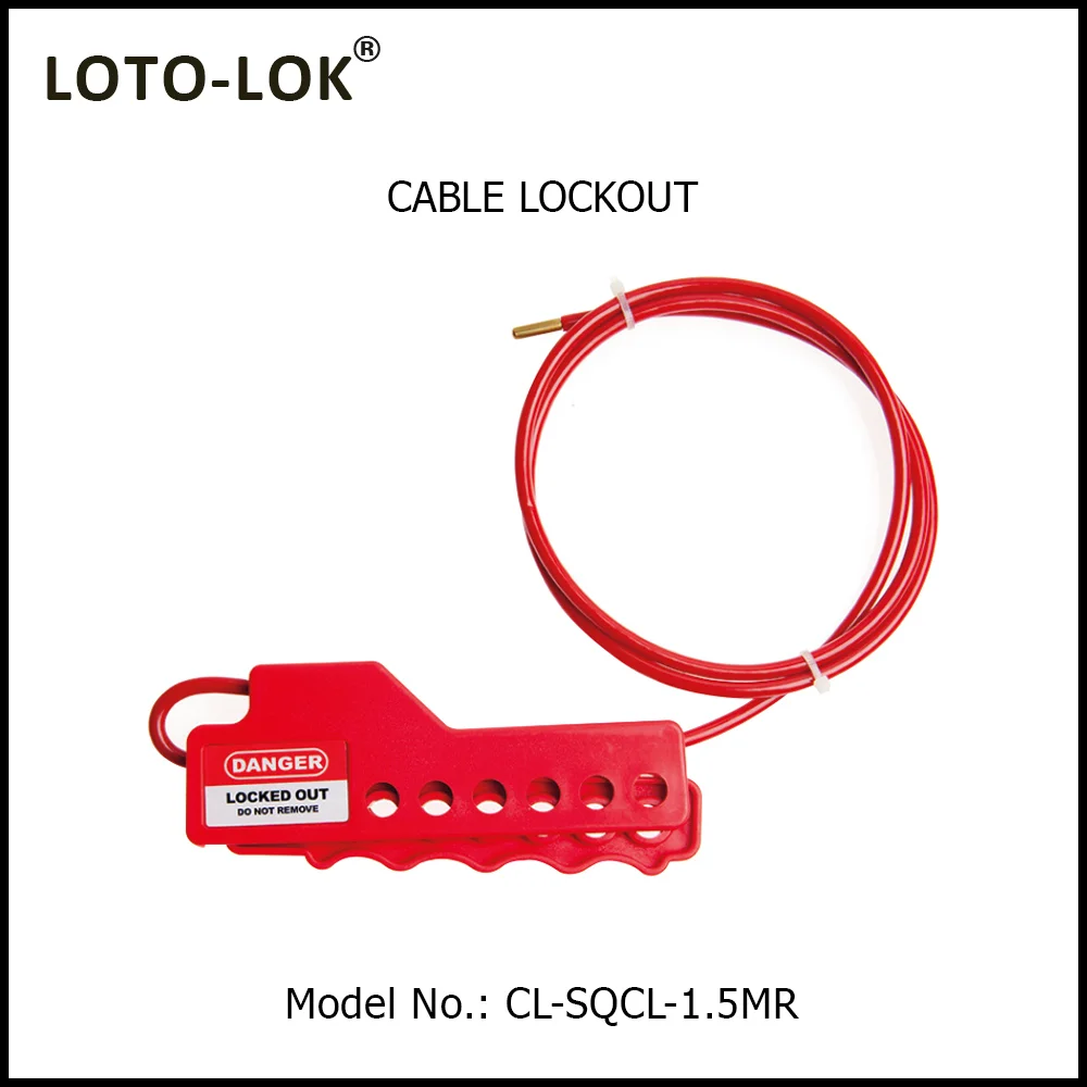 CABLE LOCKOUT - Economy Squeezer Multipurpose, Galvanized Steel Cable PVC coated with Brass End Cap. Model No: CL-SQCL-1.5MR