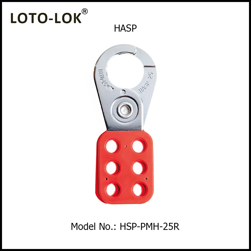 STEEL SAFETY LOCKOUT HASP.<BR>Color: Red. Size: 25mm. Model No: HSP-PMH-25R