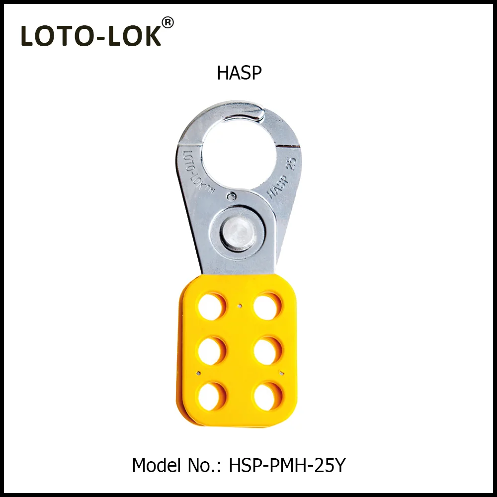 STEEL SAFETY LOCKOUT HASP.<BR>Color: Yellow. Size: 25mm. Model No: HSP-PMH-25Y