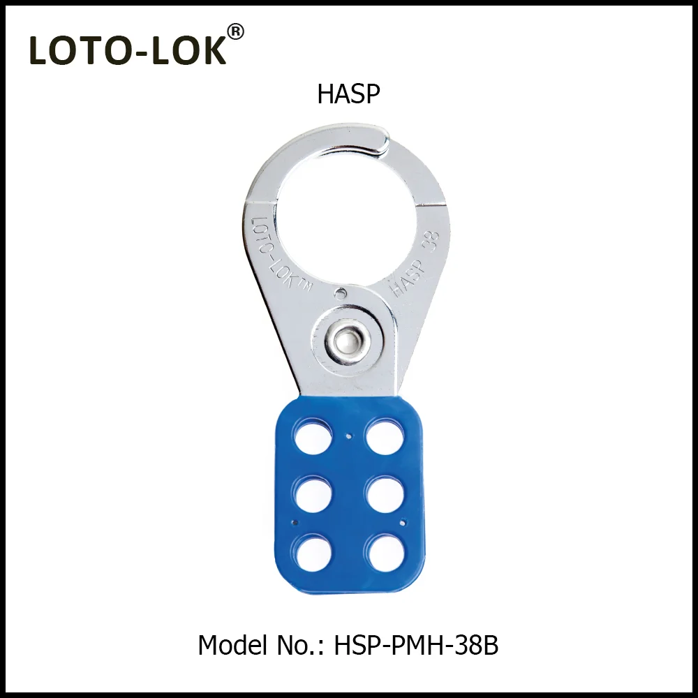 STEEL SAFETY LOCKOUT HASP.<BR>Color: Blue. Size: 38mm. Model No: HSP-PMH-38B