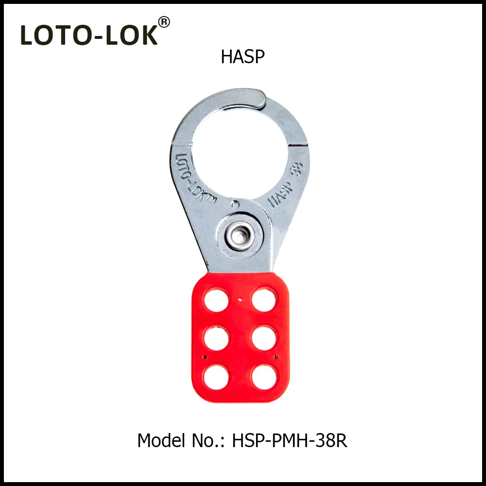 STEEL SAFETY LOCKOUT HASP.<BR>Color: Red. Size: 38mm. Model No: HSP-PMH-38R