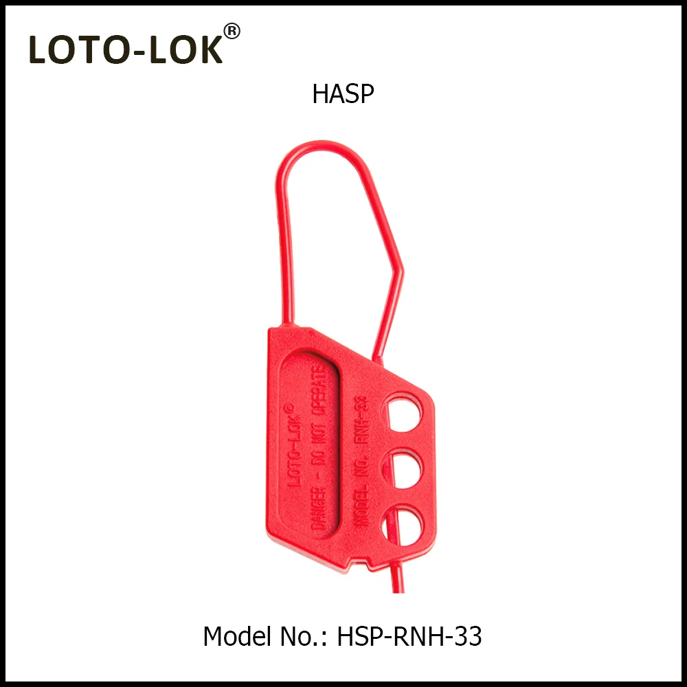 Hasp – Nylon, Non Conductive, Color: Red, 3 locks capacity. Size: 3.0 mm Shackle diameter. Model No: HSP-RNH-33