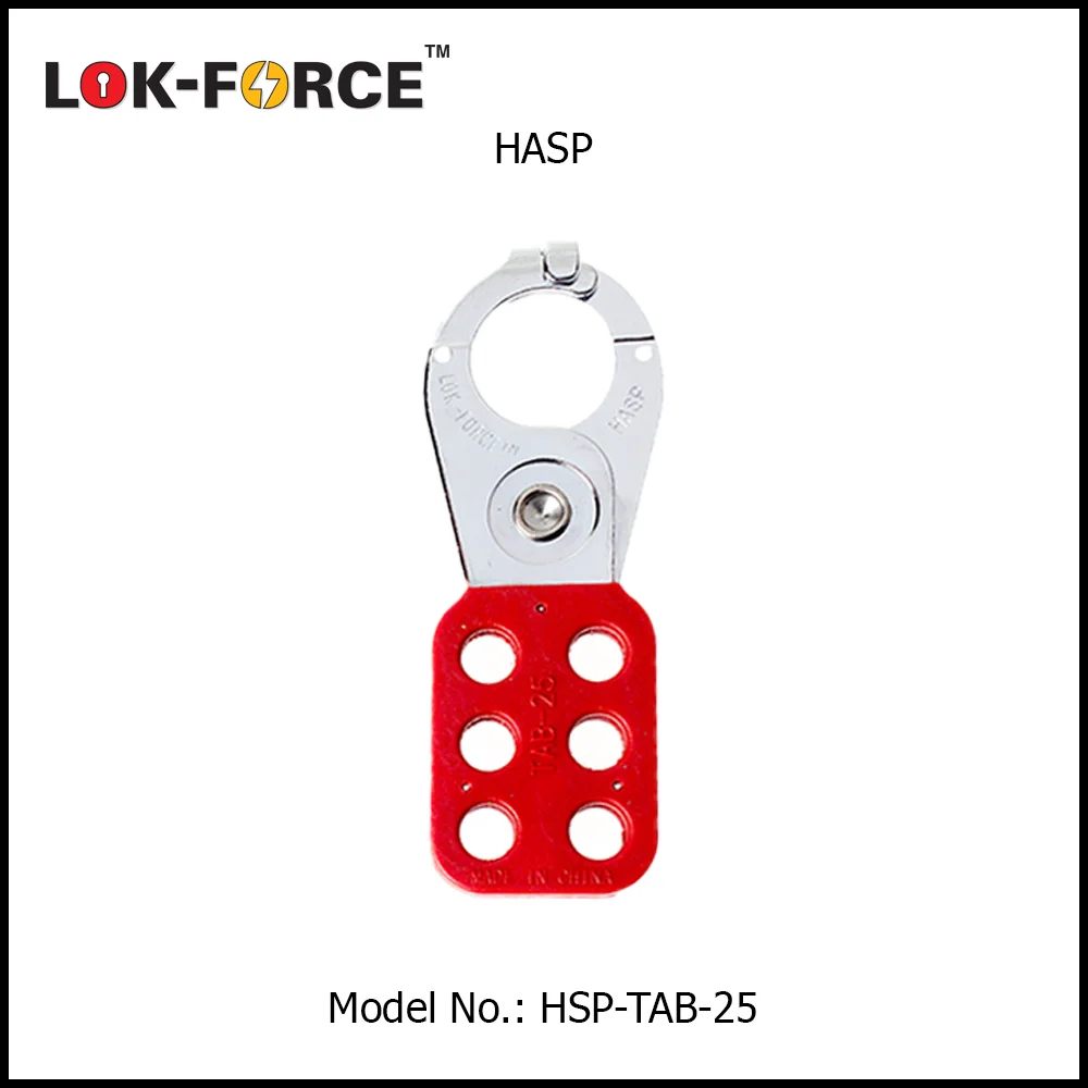 HASP – Galvanized Steel Scissor Hasp with Double Locking Tabs & Injection Molded Nylon Handle. Model No: HSP-TAB-25.