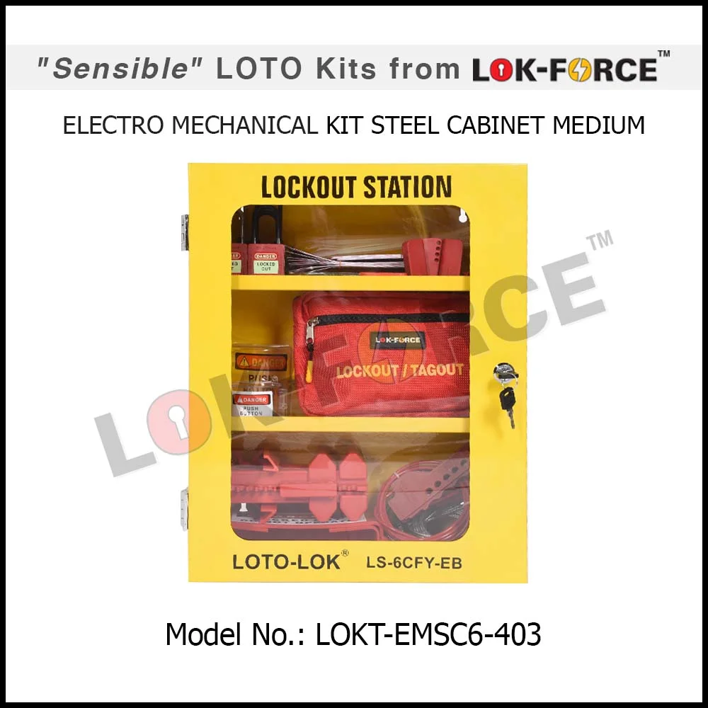 ELECTRO-MECHANICAL LOCKOUT TAGOUT KIT STEEL CABINET - MEDIUM. Model No: LOKT-EMSC6-403