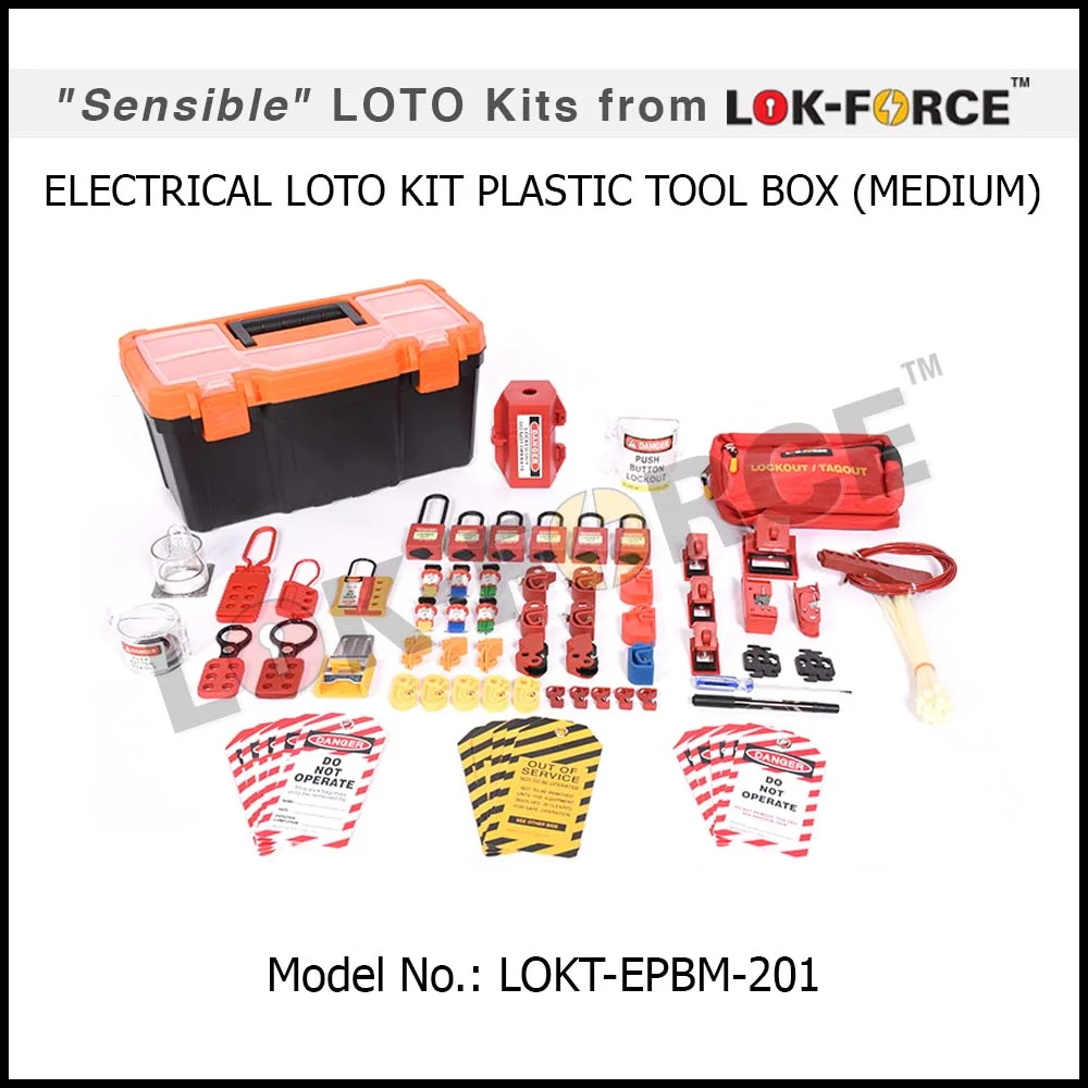 ELECTRICAL LOCKOUT TAGOUT KIT PLASTIC TOOL BOX - MEDIUM. Model No: LOKT-EPBM-201