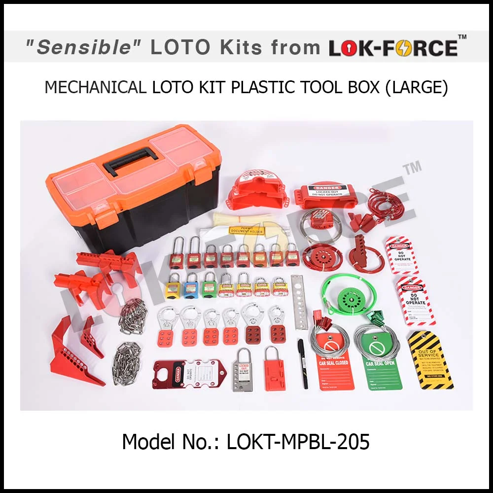 MECHANICAL LOCKOUT TAGOUT KIT PLASTIC TOOL BOX - LARGE. Model No: LOKT-MPBL-205