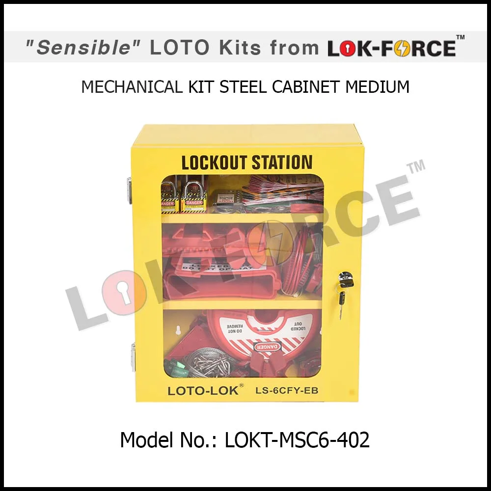 MECHANICAL LOCKOUT TAGOUT KIT STEEL CABINET - MEDIUM. Model No: LOKT-MSC6-402