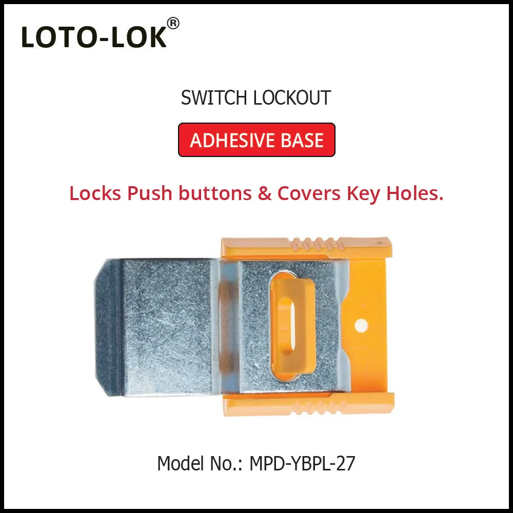 Switch Lockout Device – Panel Lockout with Adhesive Base. Color: Yellow. Model No: MPD-YBPL-27