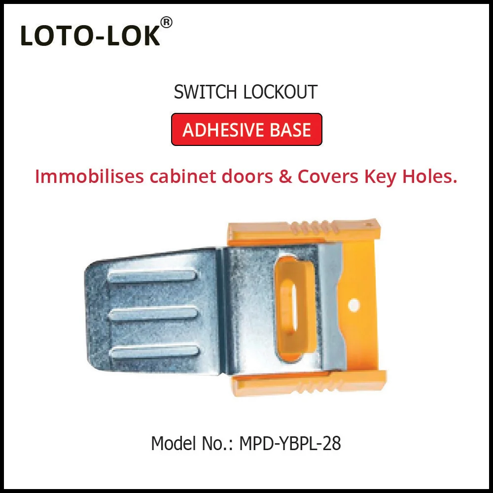 Switch Lockout Device – Panel Lockout with Adhesive Base. Color: Yellow. Model No: MPD-YBPL-28