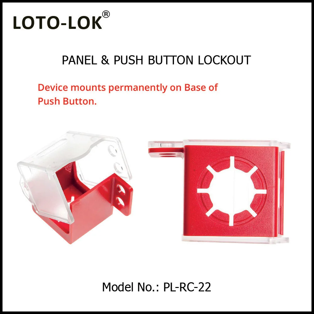 Panel Lockout - Push Button Polycarbonate material. Clear/Red. Accomodates 22mm dia Buttons. Model No: PL-RC-22<BR>