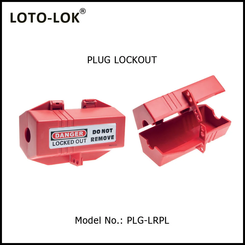 PLUG LOCKOUT - Electrical. Locks Large size electrical plugs. Color: Red. Model No: PLG-LRPL