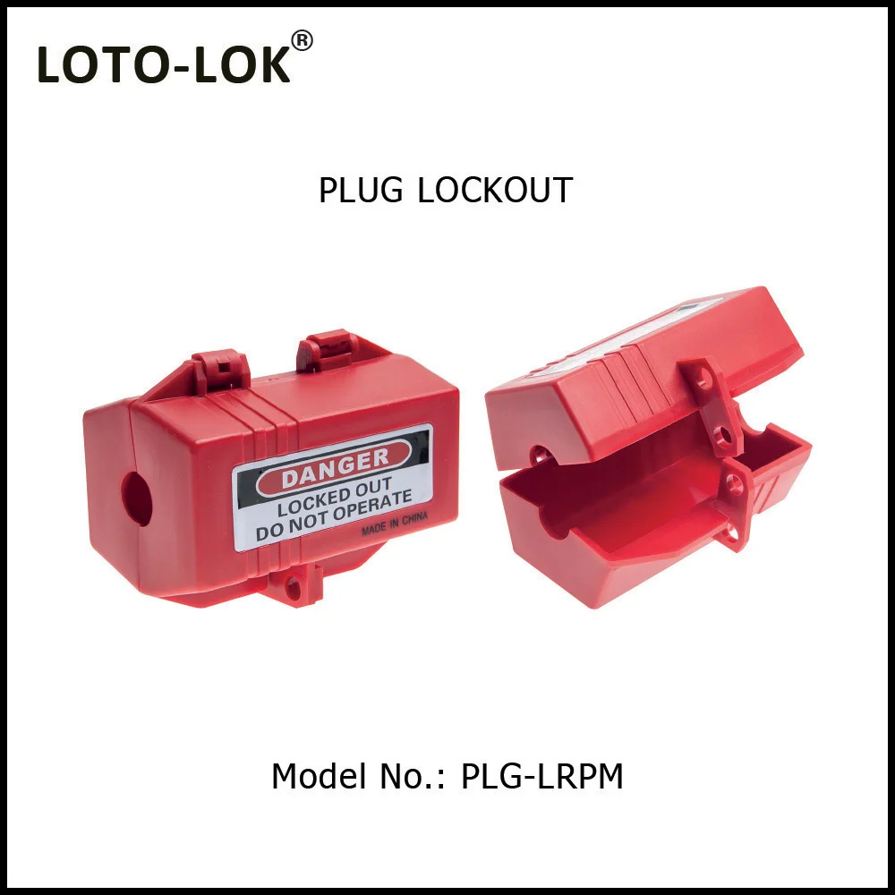 PLUG LOCKOUT - Electrical. Locks small & medium sized electrical plugs. Color: Red. Model No: PLG-LRPM