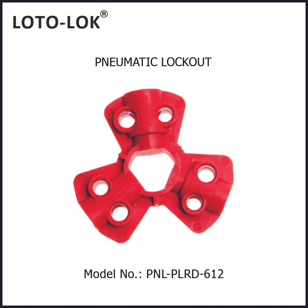 PNEUMATIC LOCKOUT - Hard Nylon.     <BR>Connector Lockout - 3 Way. Color: RED. Model No: PNL-PLRD-612