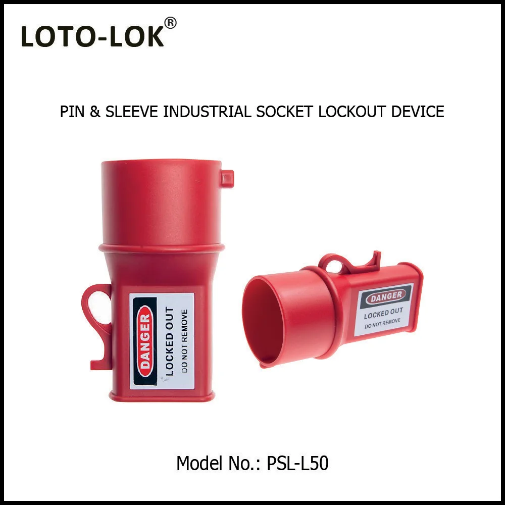 Pin & Sleeve Industrial socket lockout - <BR>Diameter 50mm, suitable for locking<BR>Large size sockets. Model No: PSL?L50