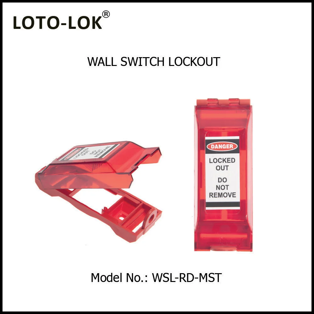 WALL SWITCH LOCKOUT. Color: Red. Model No: WSL-RD-MST