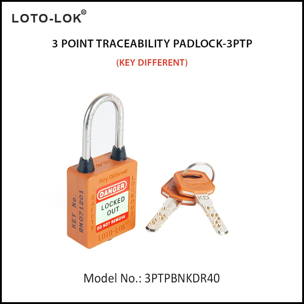 3-PTP (Three Point Traceability Padlock). <BR>Color: BROWN. Stainless Steel (SS304 Grade) REGULAR Shackle. Model No: 3PTPBNKDR40