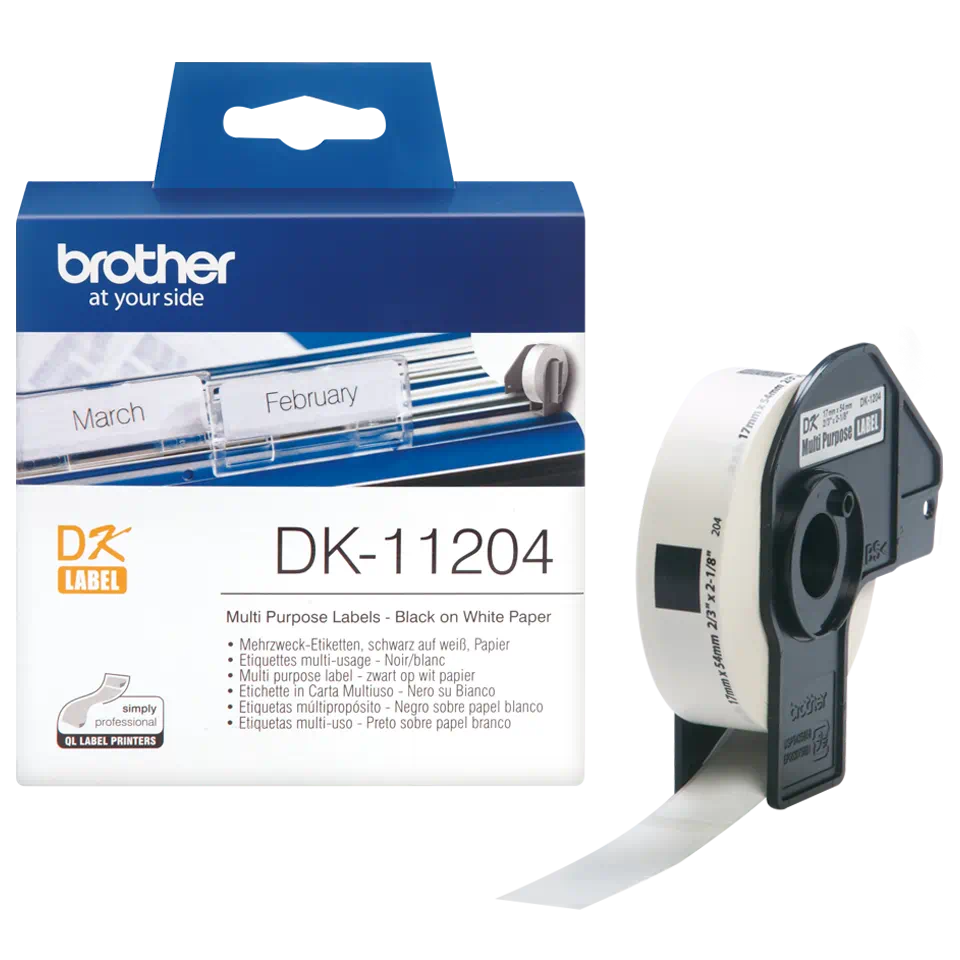 BROTHER DK11204 LABEL ROLL  BLACK ON WHITE