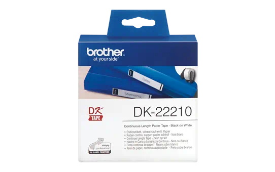 Brother DK22210 CONTINUOUS PAPER LABEL ROLL BLACK ON WHITE