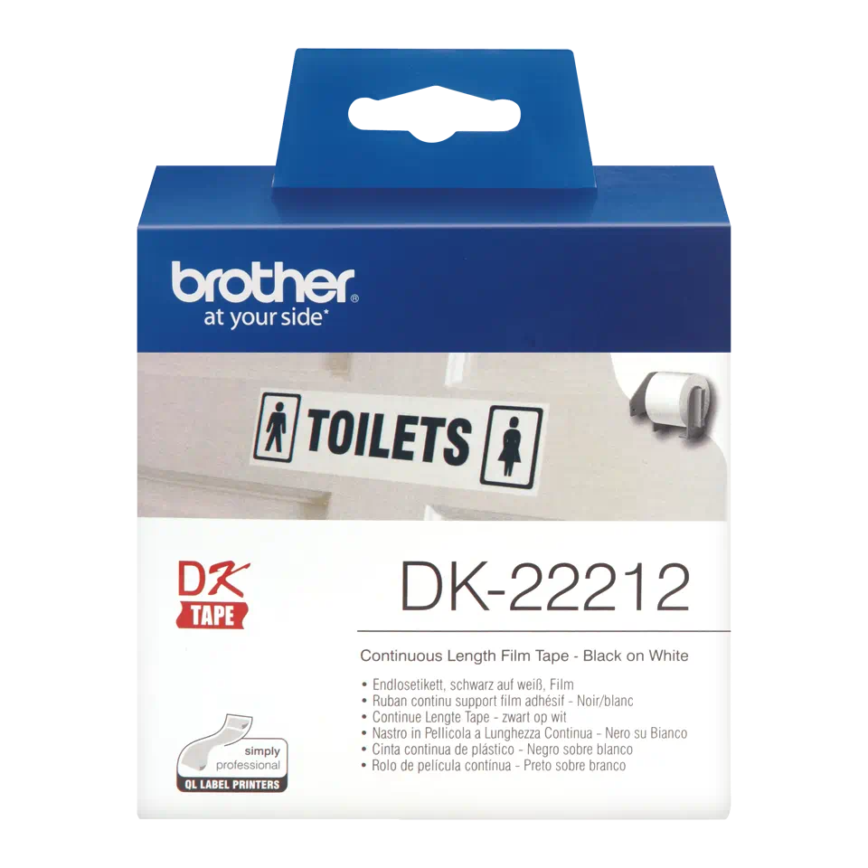 Brother DK22212 CONTINUOUS PAPER LABEL ROLL BLACK ON WHITE