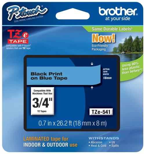 BROTHER TZE-541 3/4 IN. BLACK ON BLUE P-TOUCH TAPE