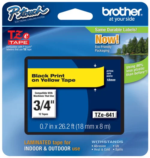 BROTHER TZE-641 3/4 IN. BLACK ON YELLOW P-TOUCH TAPE