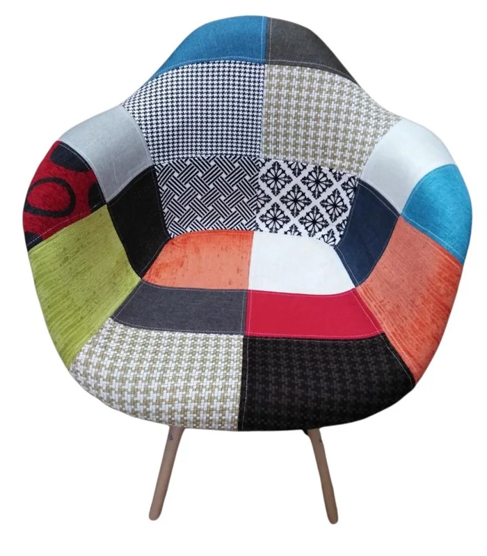 Four leg Fabric chair with wooden leg