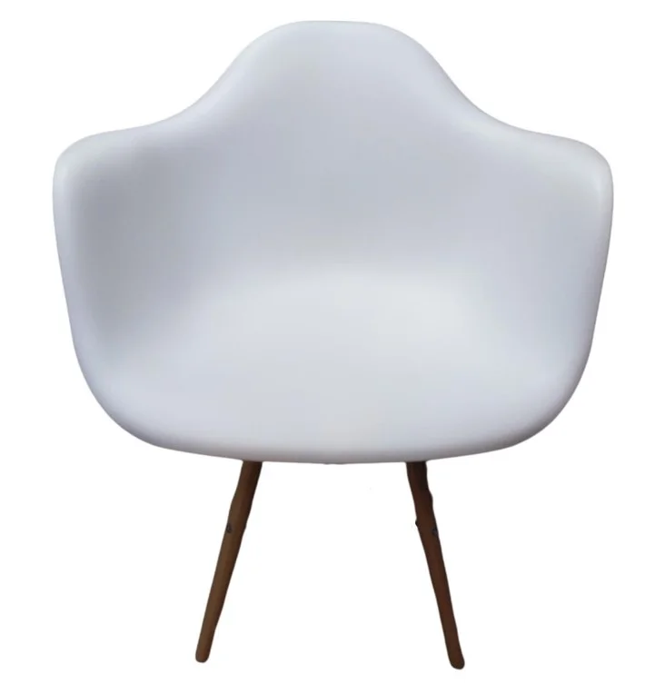 Four leg Plastic chair with wooden leg Color White